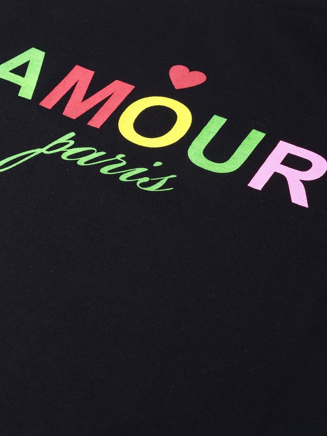 Women's Black Amour-Print T-Shirt