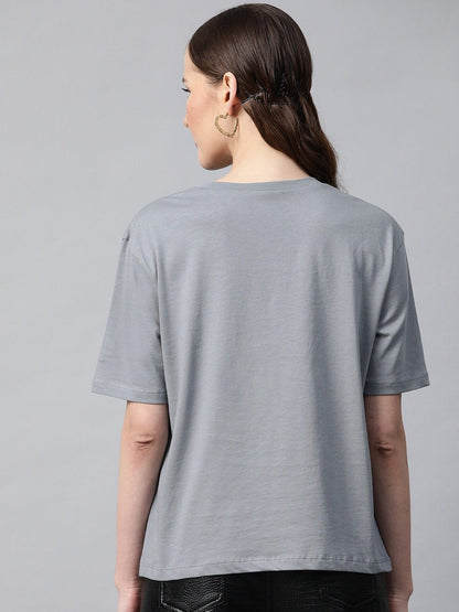 Women's Grey Love-Print T-Shirt