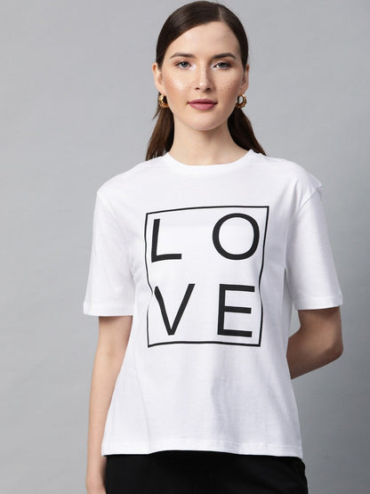 Women's White Love-Print T-Shirt