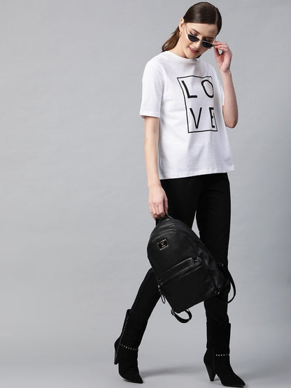 Women's White Love-Print T-Shirt