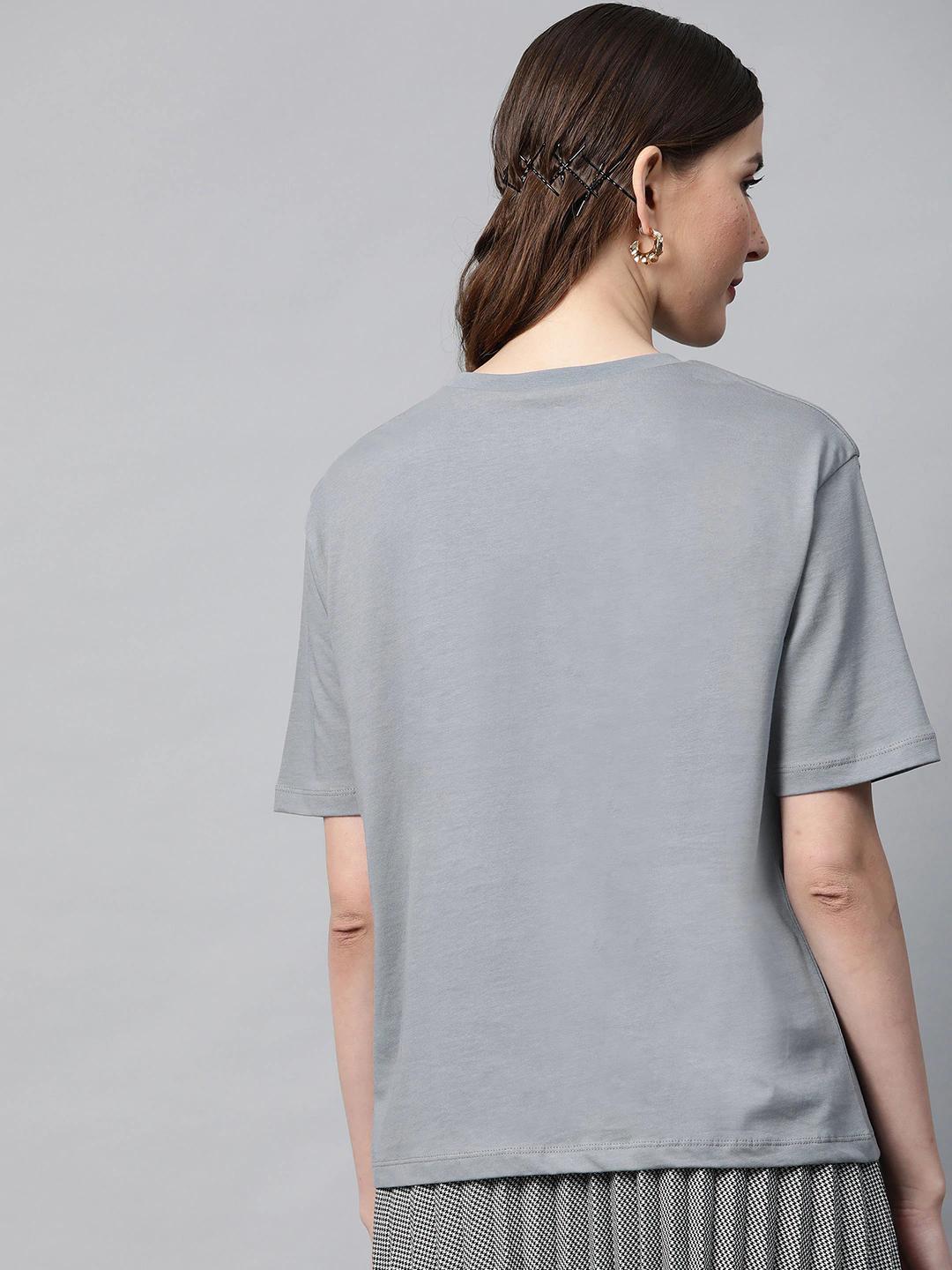 Women's Grey Blessed-Print T-Shirt