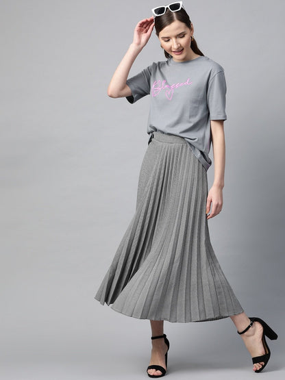 Women's Grey Blessed-Print T-Shirt