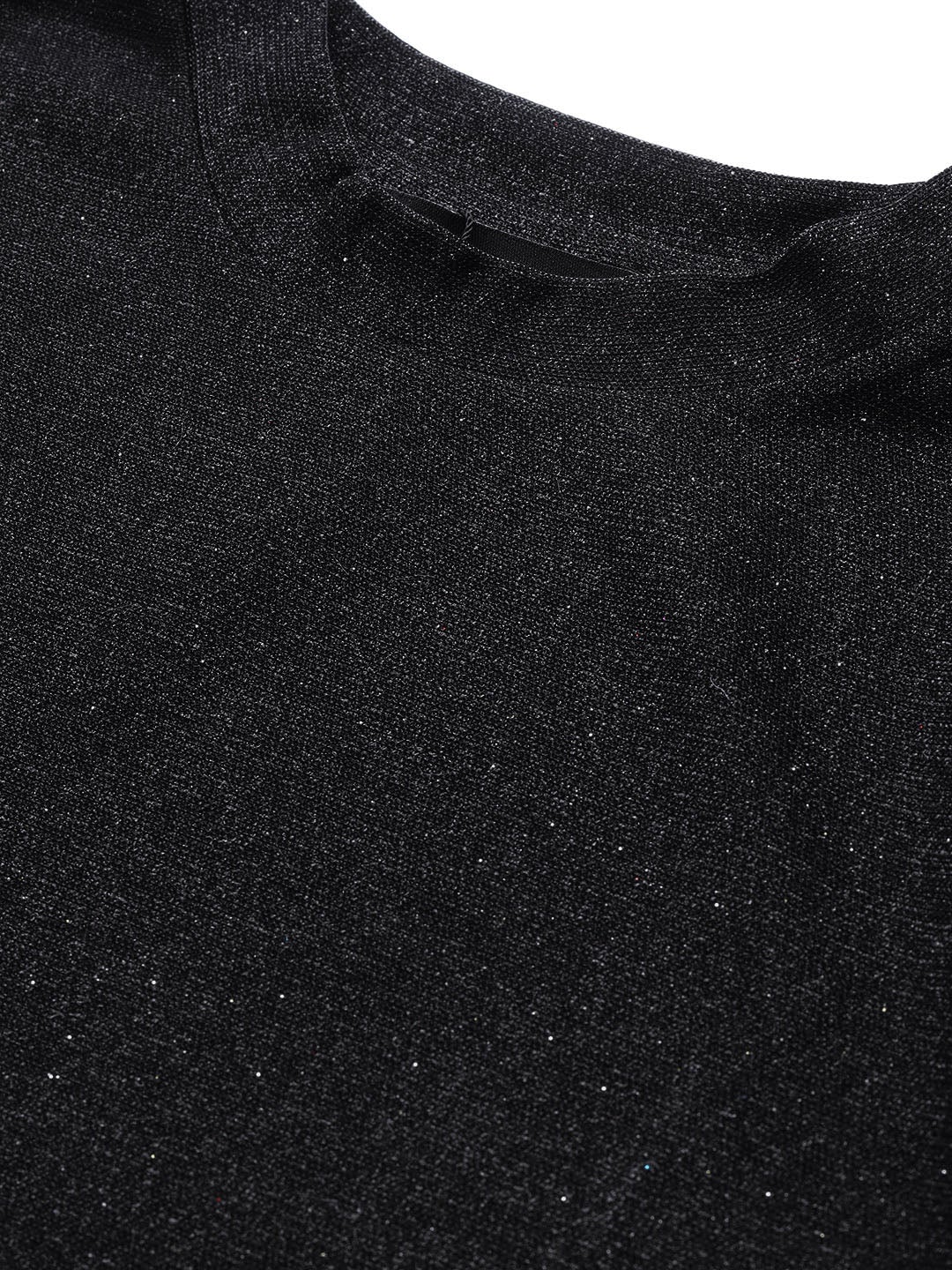 Women's Black Lurex Boxy Top