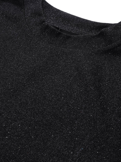 Women's Black Lurex Boxy Top