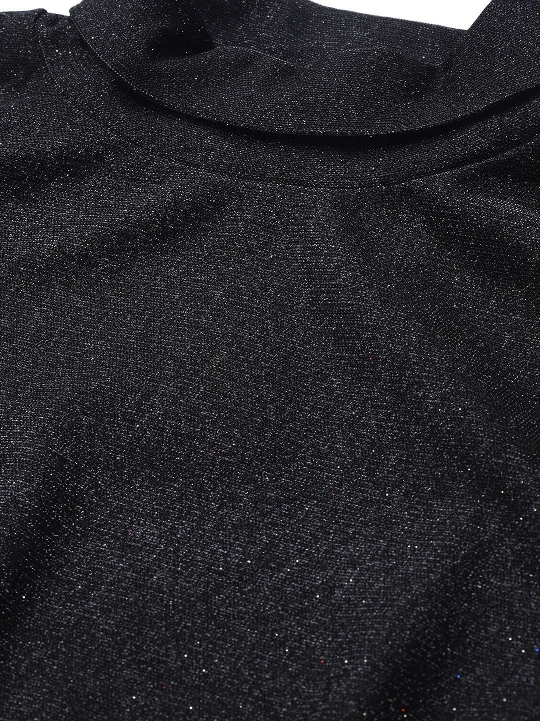 Women's Black Lurex High Neck Top