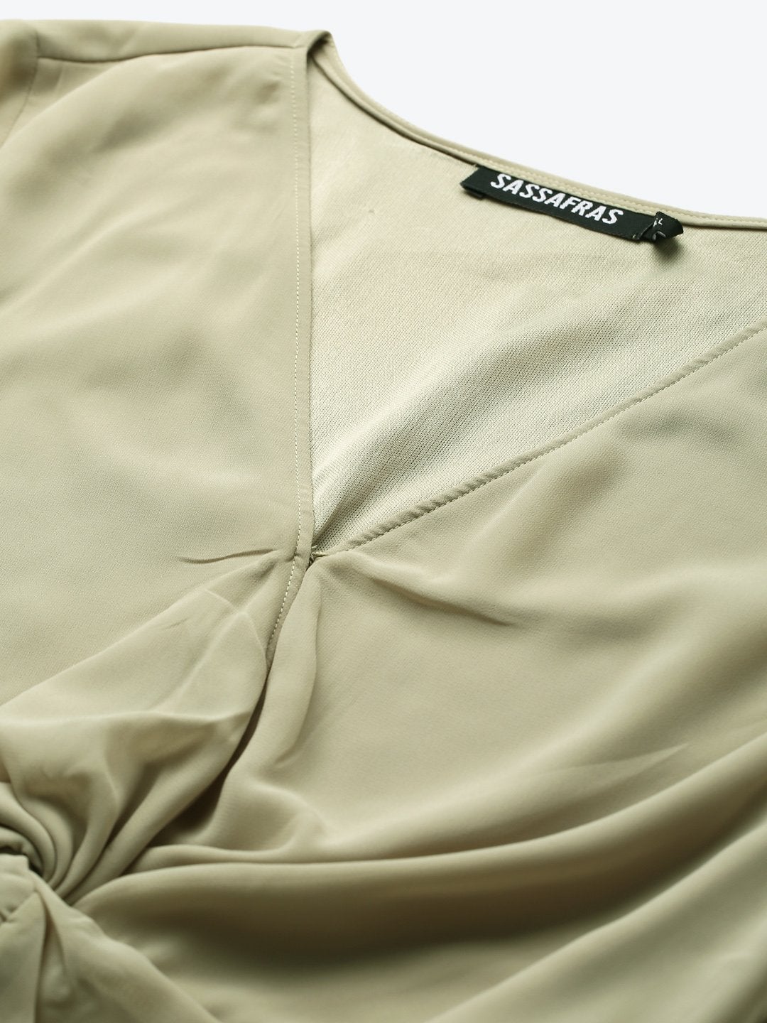 Women's Olive Front Twisted Crop Top
