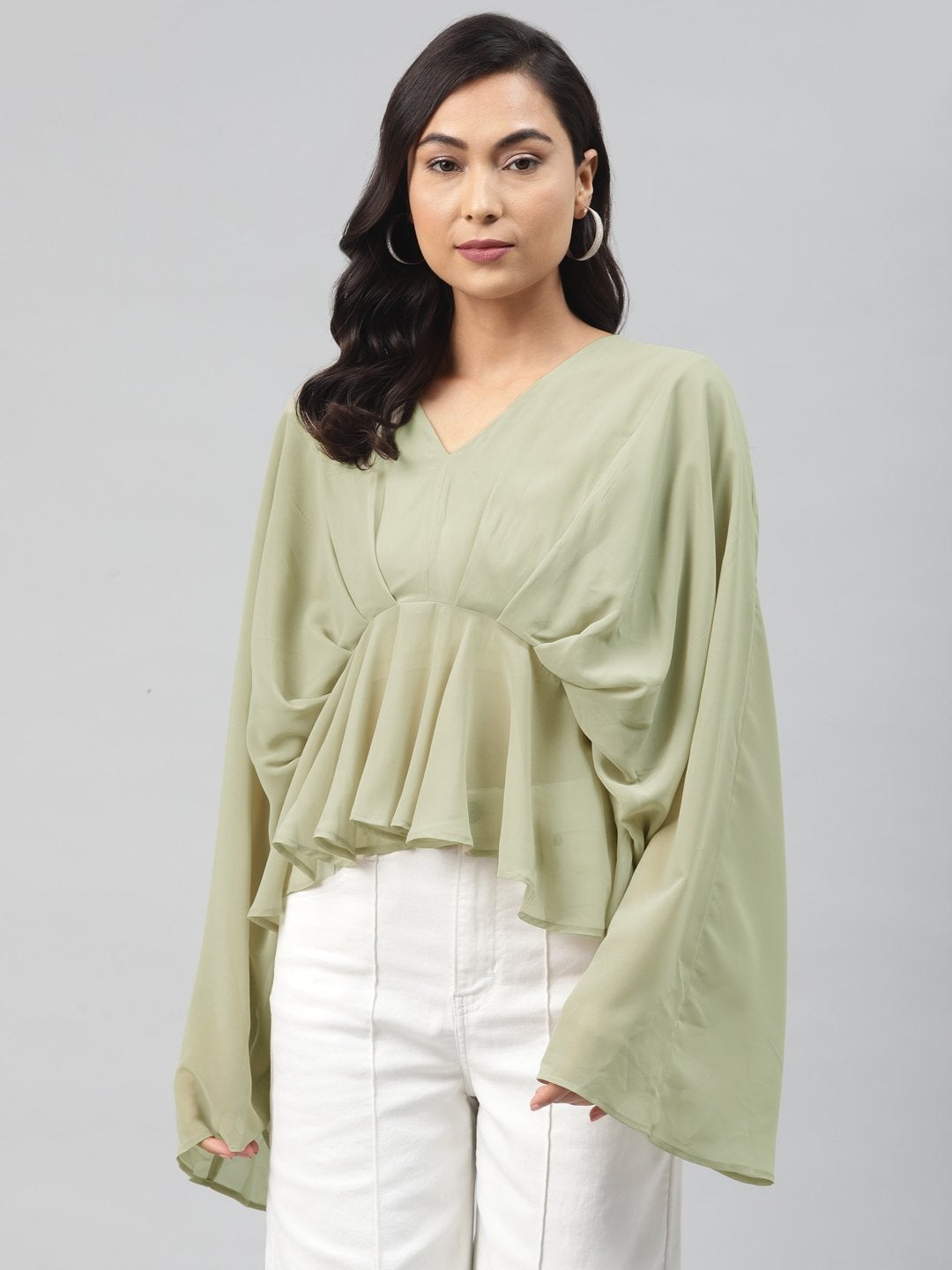 Women's Olive Kimono Top