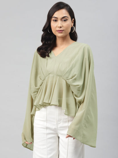 Women's Olive Kimono Top