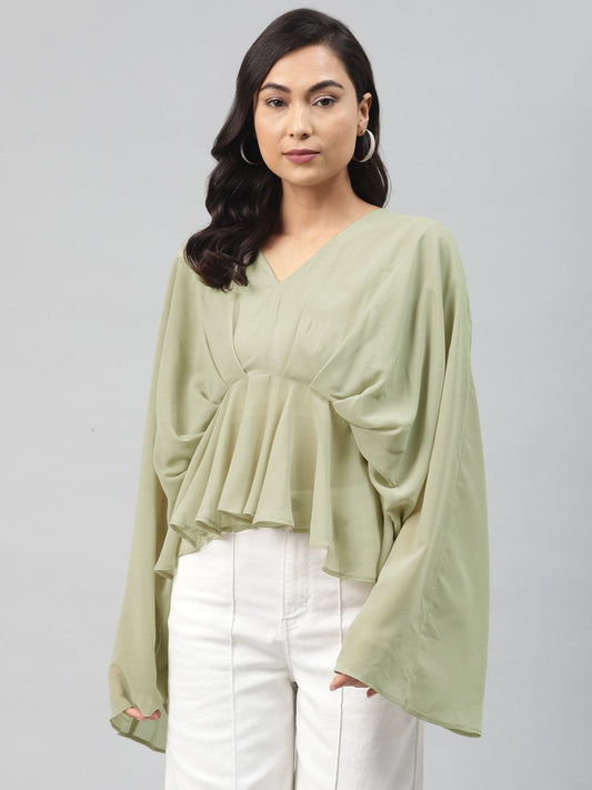 Women's Olive Kimono Top