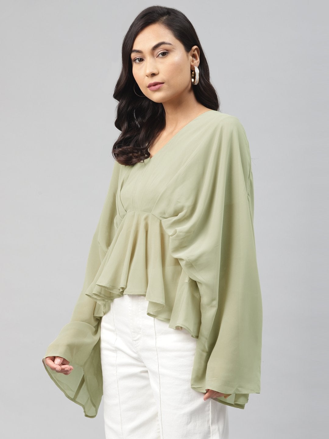 Women's Olive Kimono Top