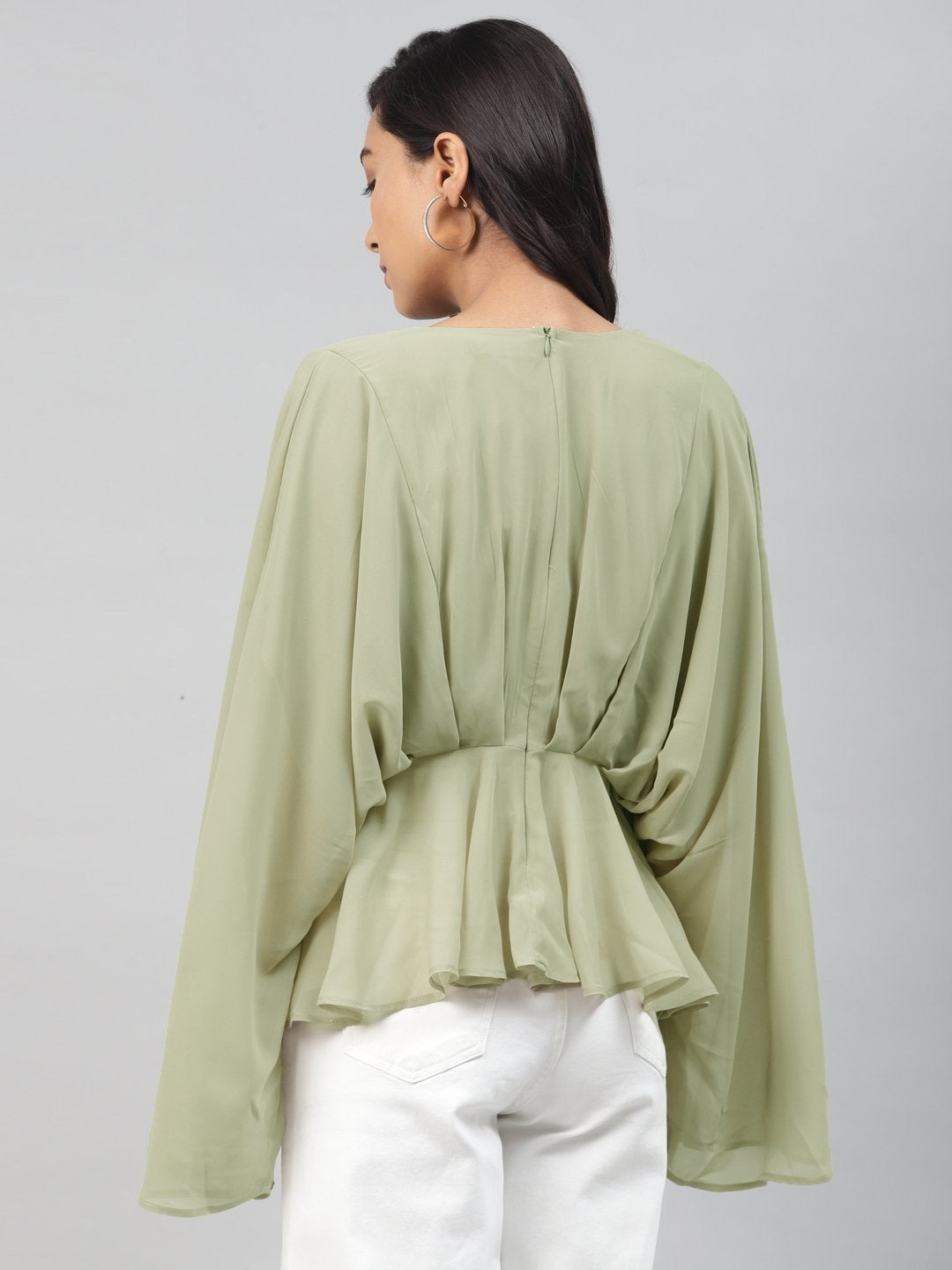 Women's Olive Kimono Top