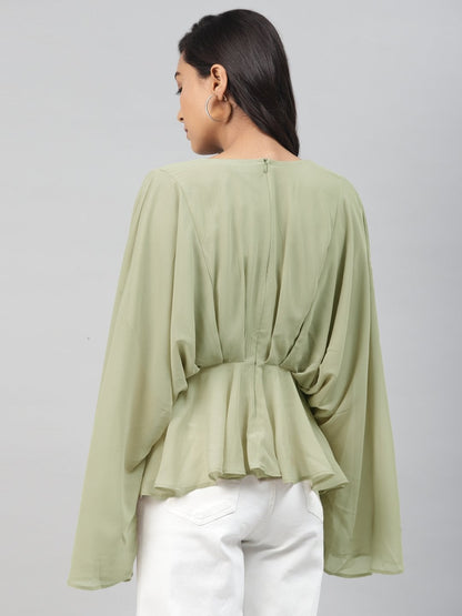 Women's Olive Kimono Top