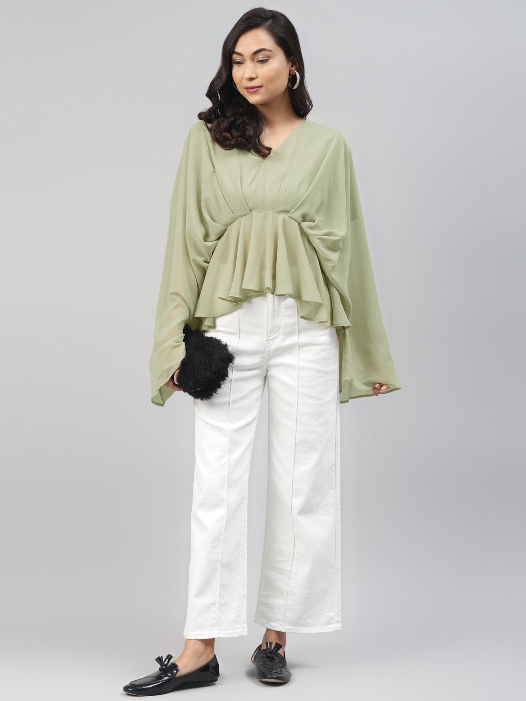 Women's Olive Kimono Top