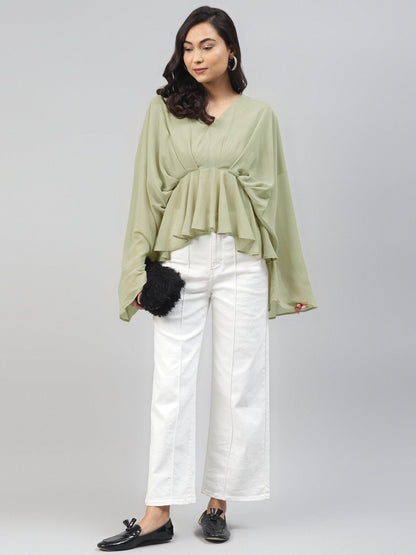 Women's Olive Kimono Top