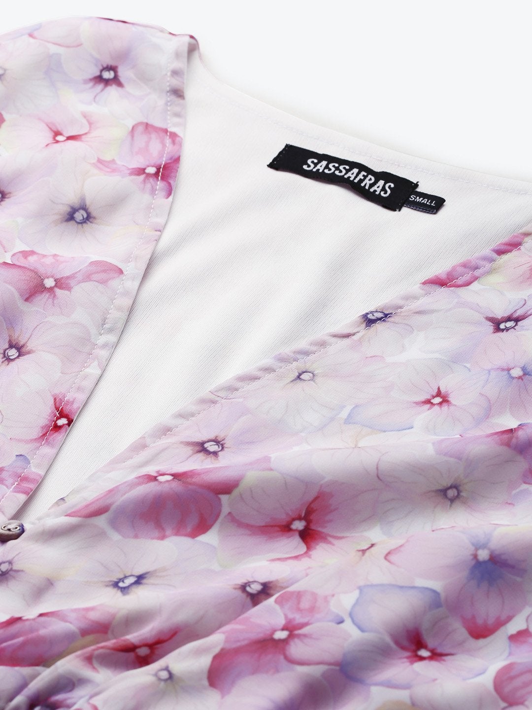Women's Pink Colour Floral V Neck Smocking Top