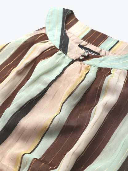 Women's Multi Stripes Lurex Halter Neck Top