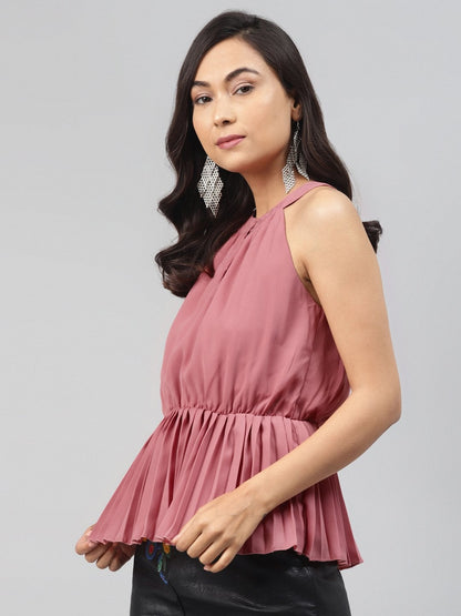 Women's Pale Pink Halter Neck Top