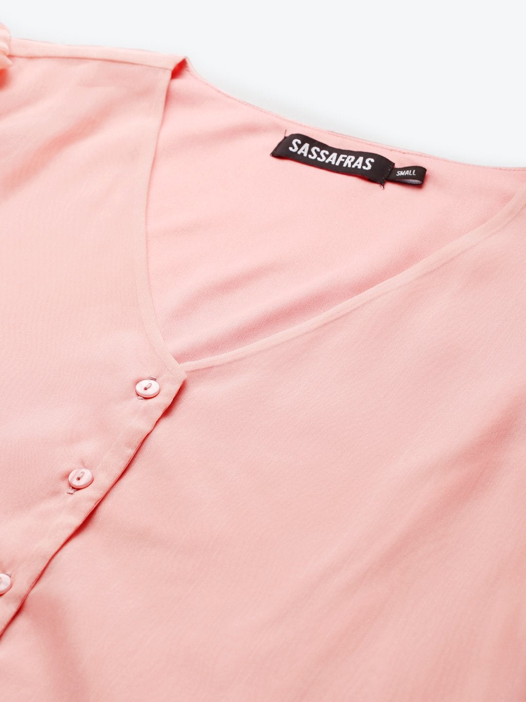 Women's Pastel Pink Front Button Puff Sleeve Top