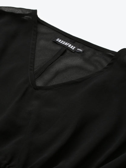 Women's Black Drawstring Top