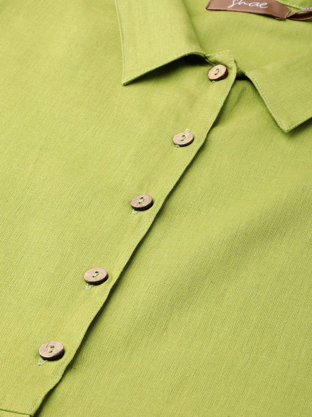 Women's Green Sleeveless Belted Dress