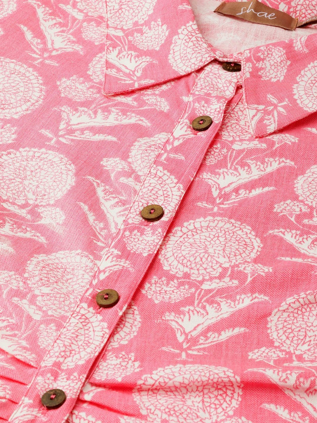 Women's Pink Floral Shirt Dress