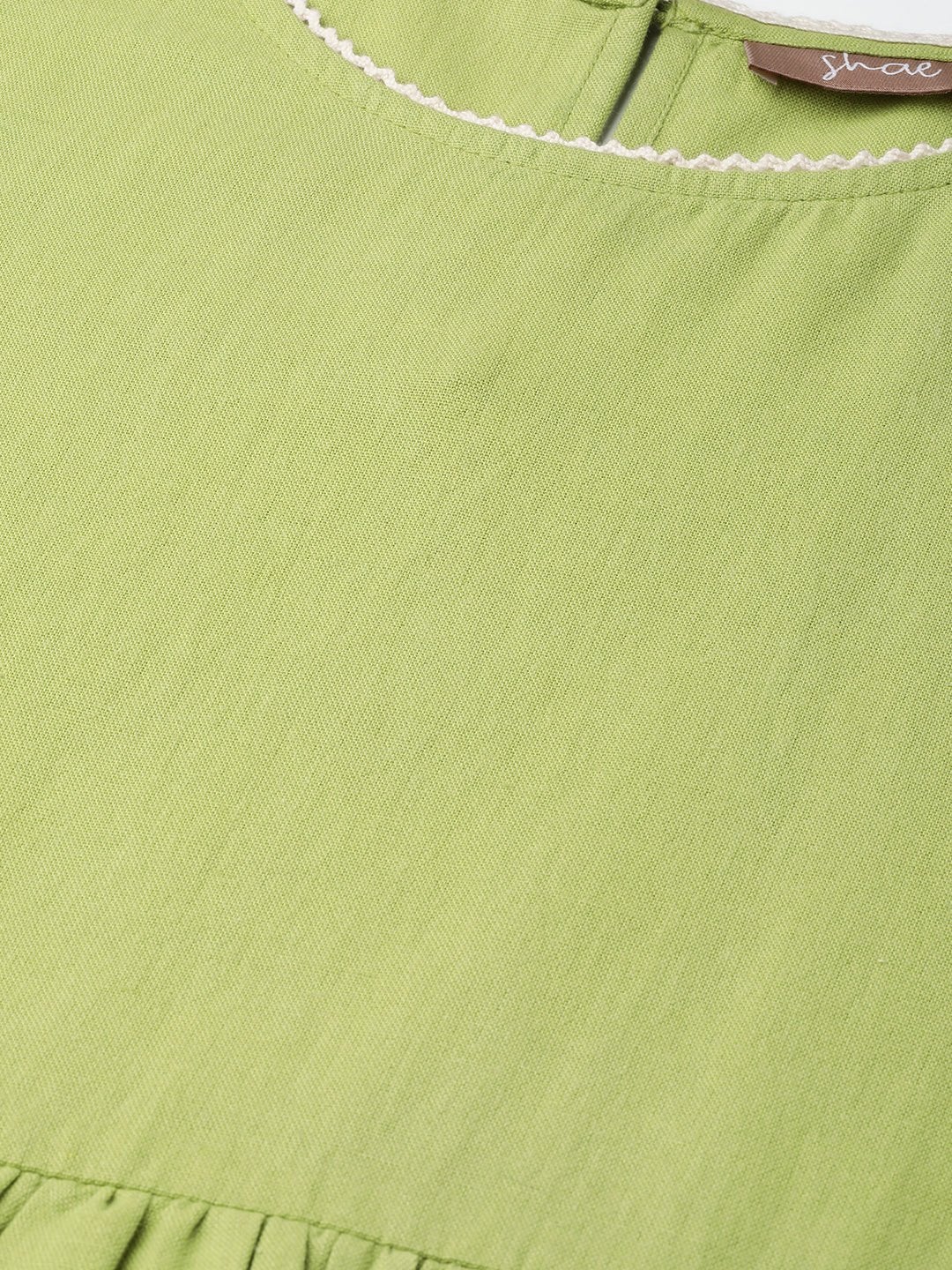 Women's Green Gathered Midi Dress