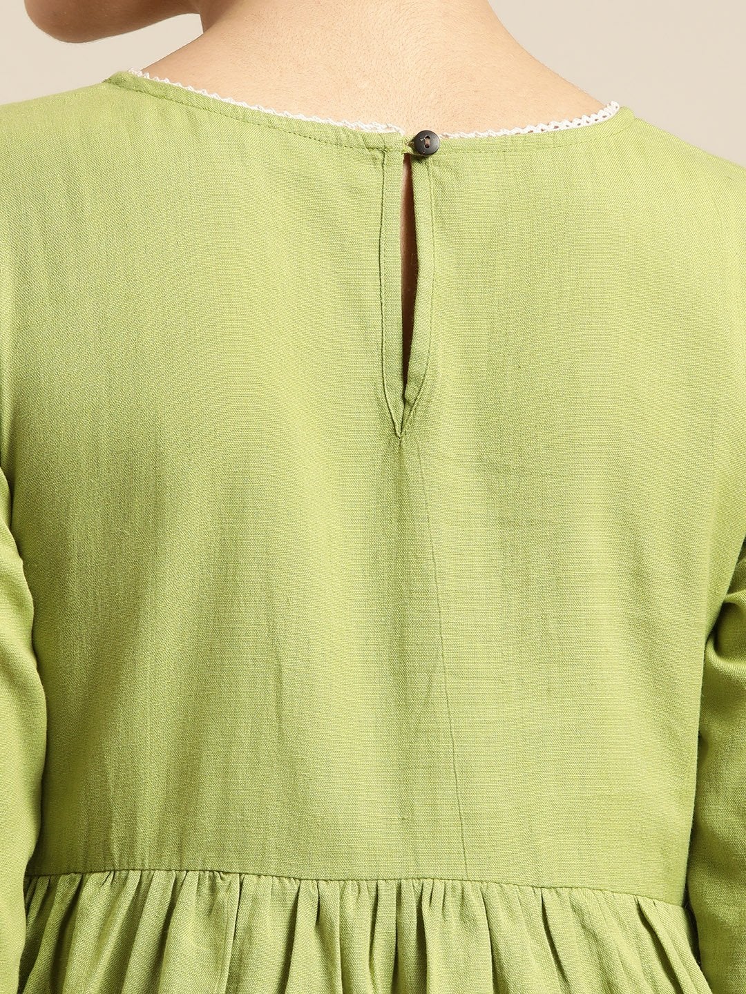 Women's Green Gathered Midi Dress