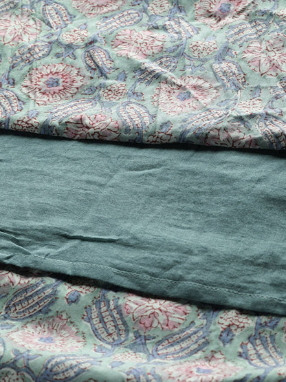 Women's Sea Green Floral Sleeveless Tiered Maxi