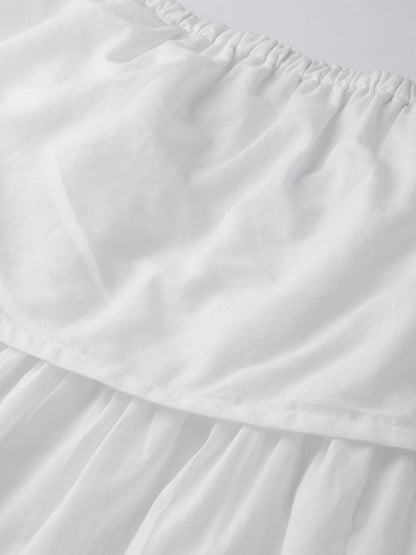 Women's White Off Shoulder Tiered Dress