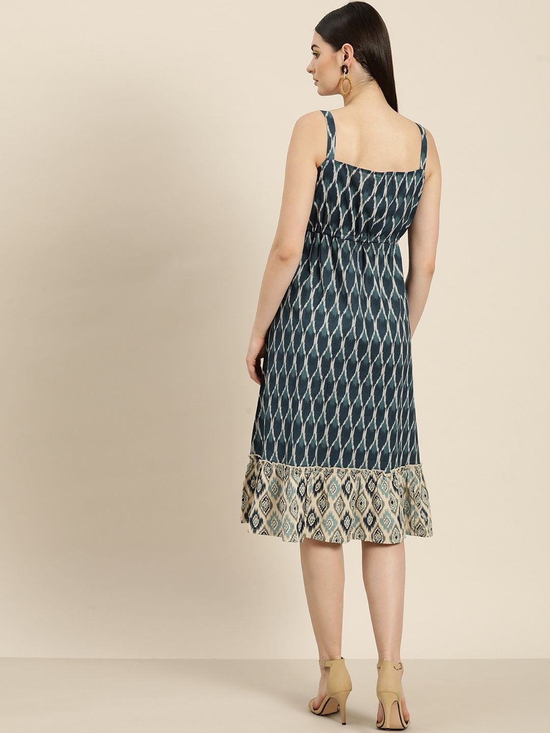 Women's Navy Ikat Strappy Dress
