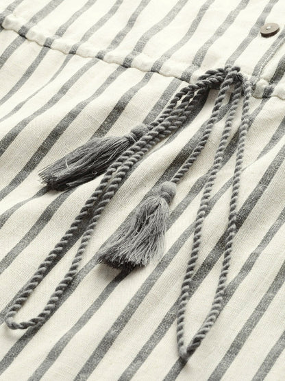 Women's Grey Stripes Strappy Dress