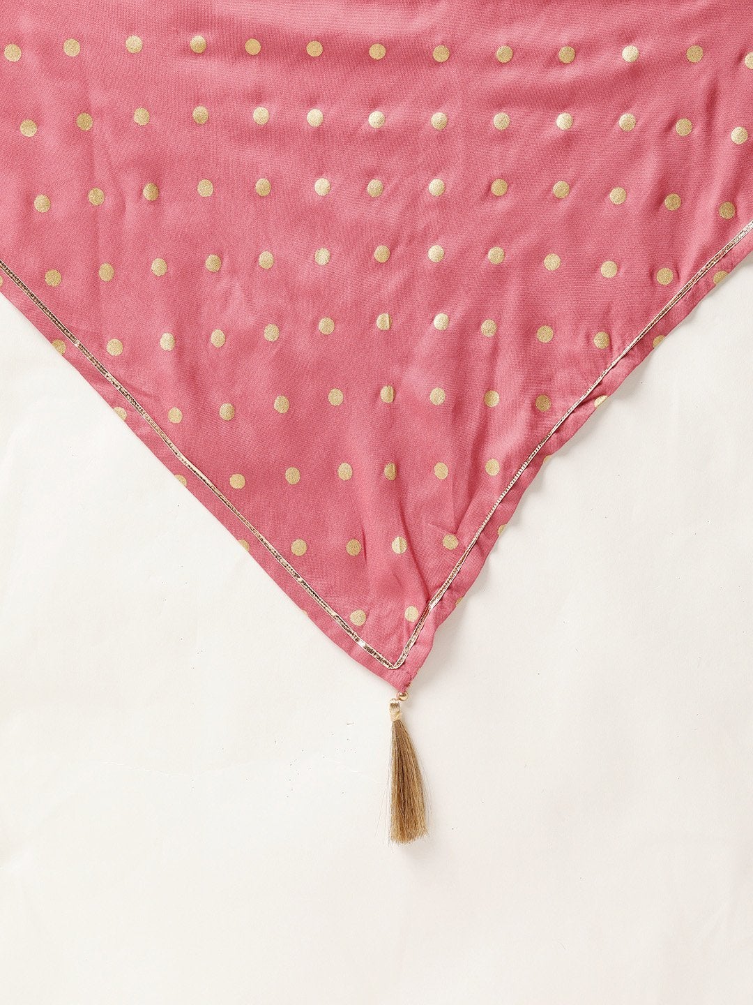 Women's Pink Gathered Dress With Foil Print Scraf