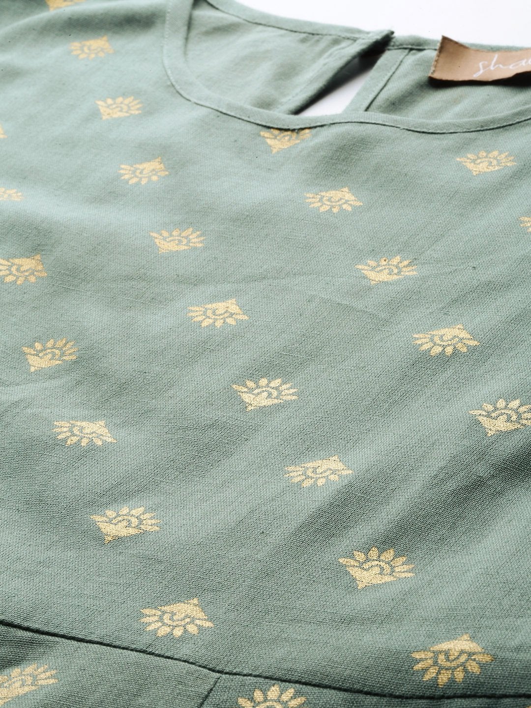 Women's Teal Small Booti Foil Anrakali Dress