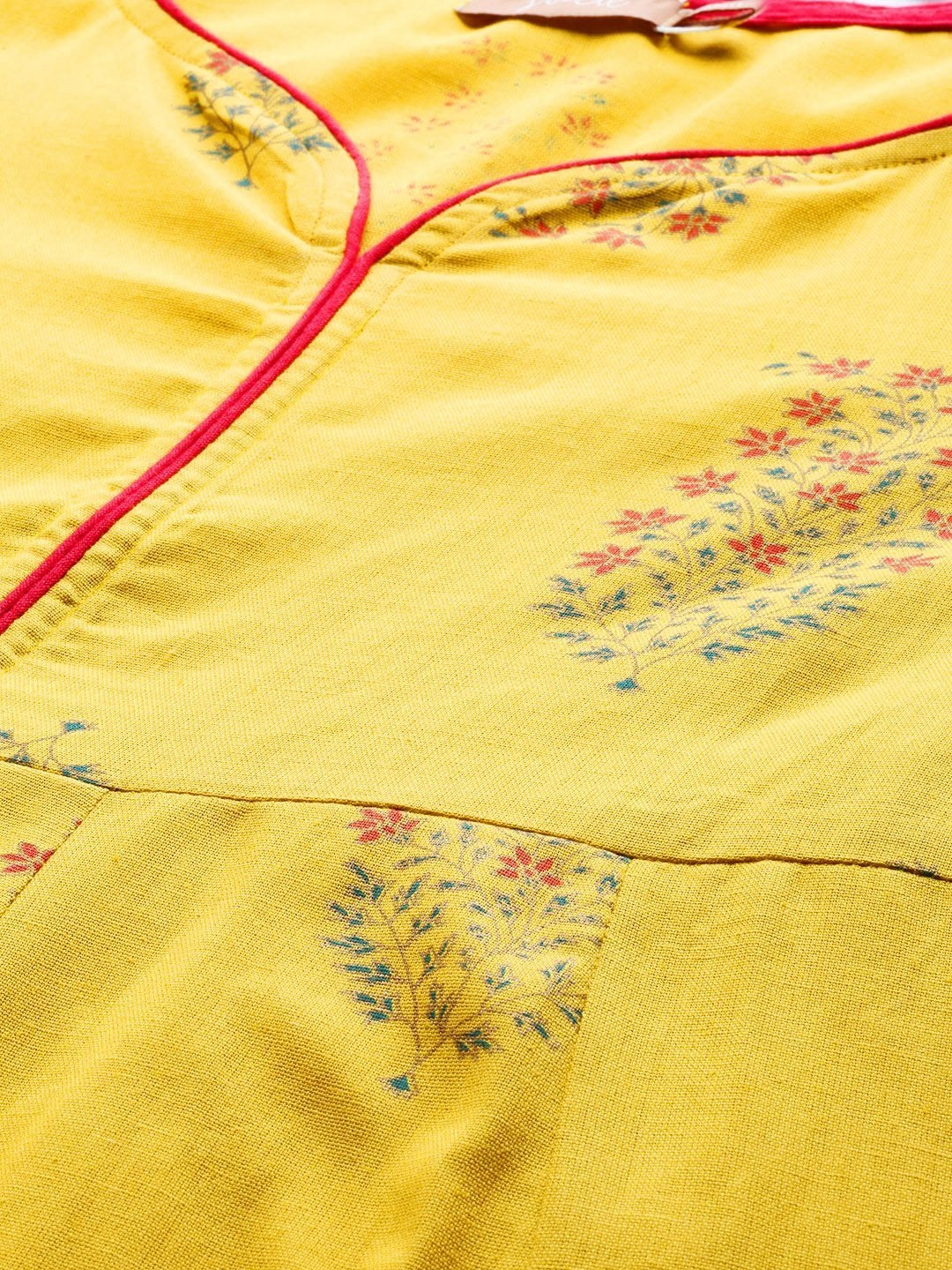 Women's Mustard Foil Print Sweetheart Neck Dress