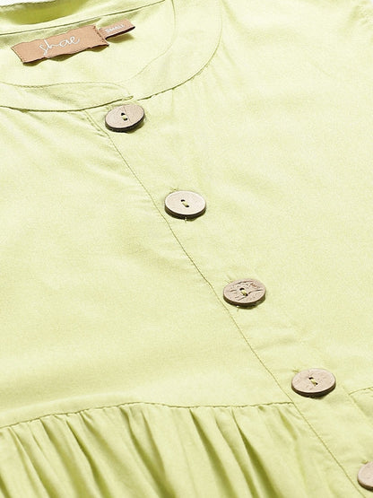Women's Lime Green Sleeveless Gathered Dress