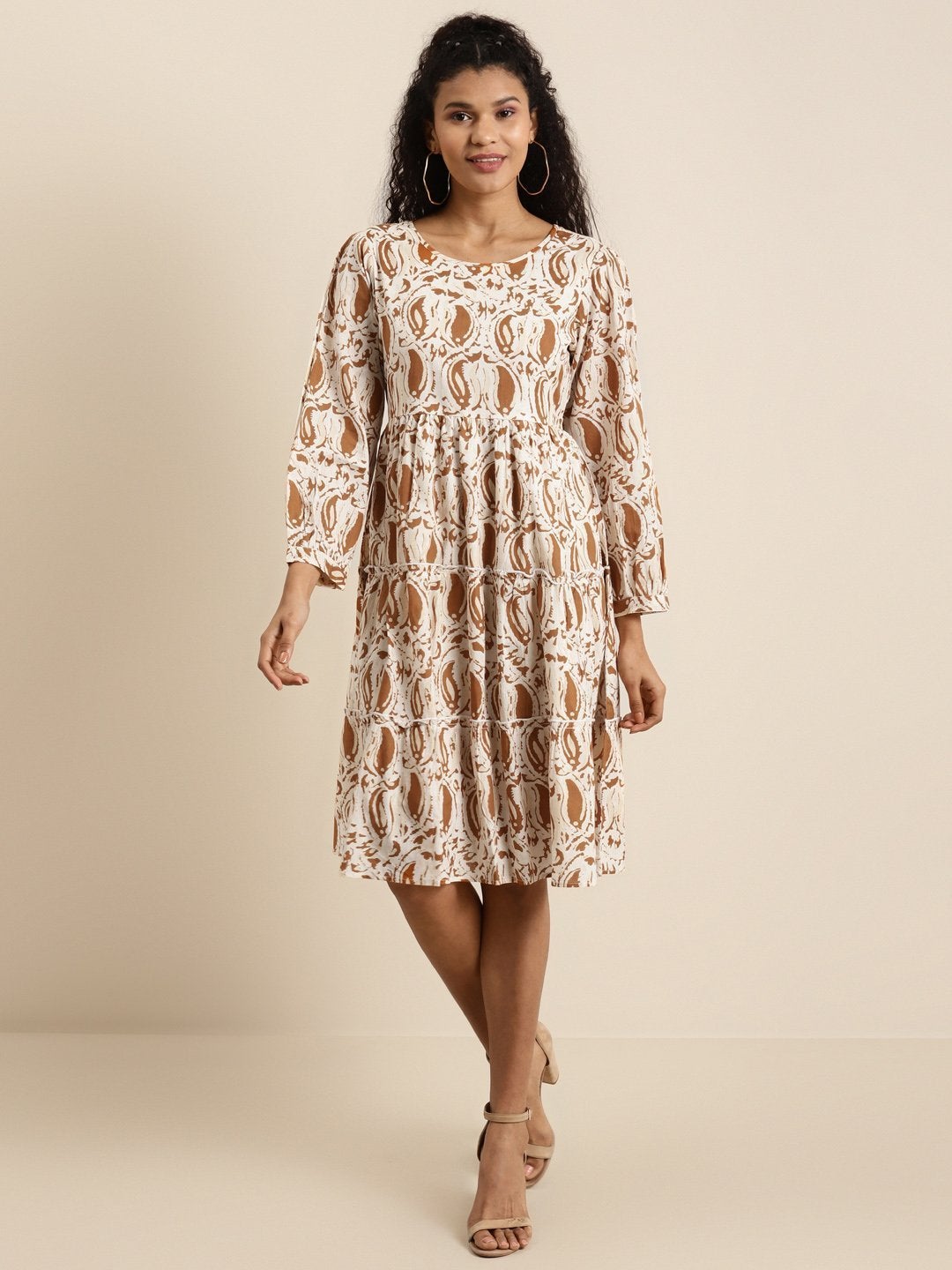 Women's Brown Paisely Tiered