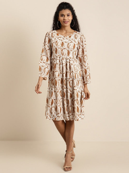 Women's Brown Paisely Tiered