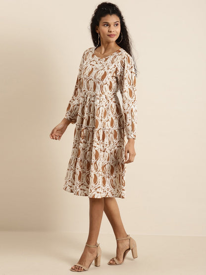 Women's Brown Paisely Tiered
