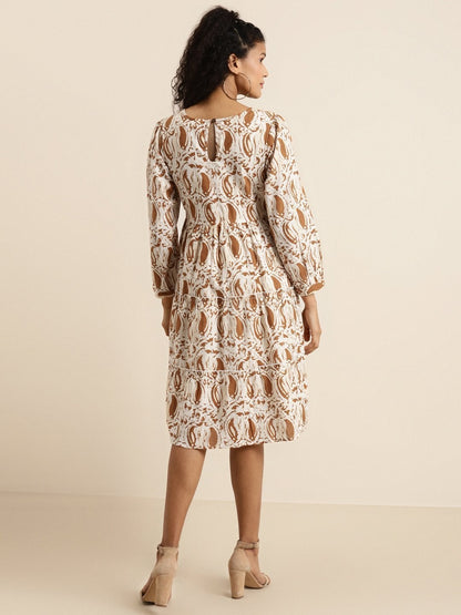 Women's Brown Paisely Tiered