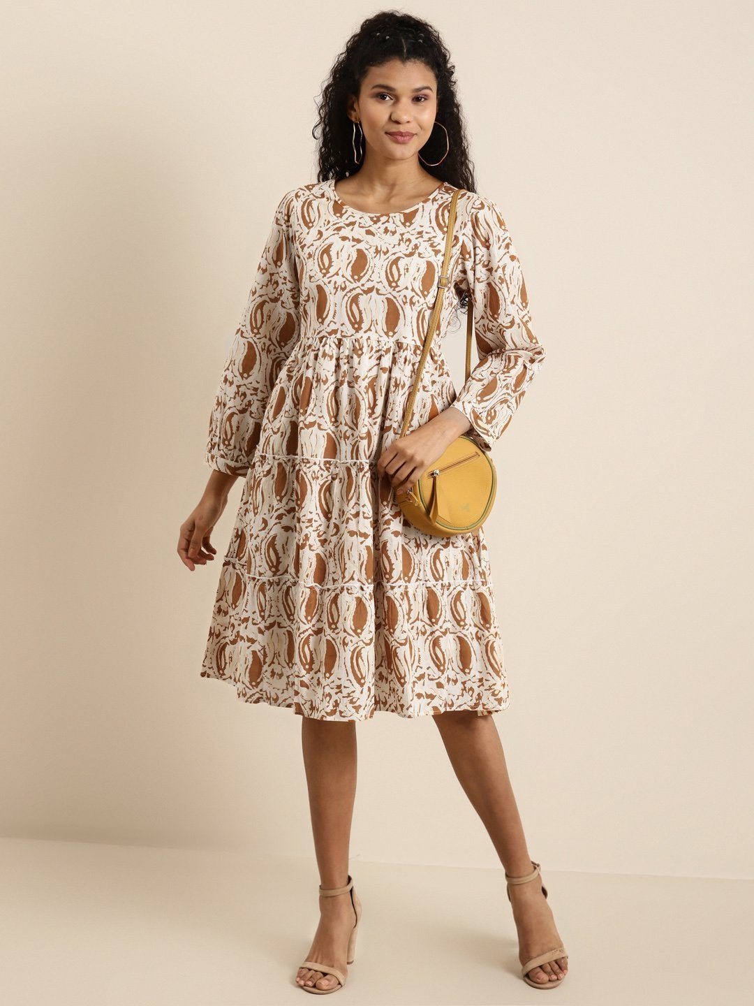 Women's Brown Paisely Tiered