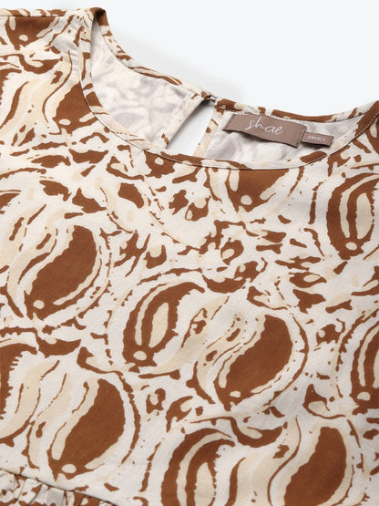 Women's Brown Paisely Tiered