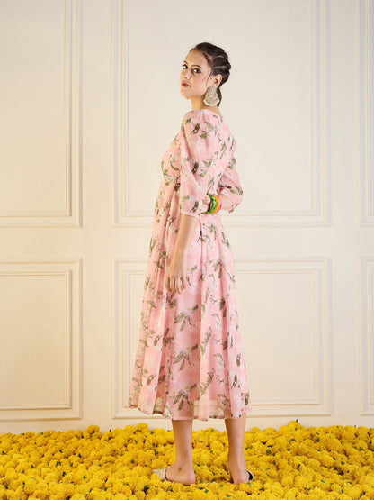 Women's Peach Floral Dress