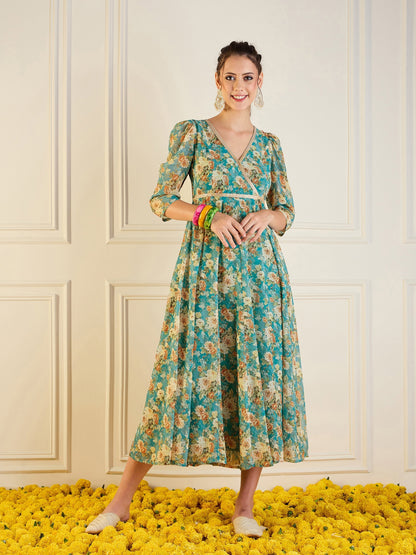 Women's Blue Floral Dress