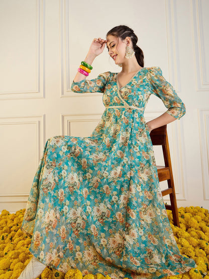 Women's Blue Floral Dress
