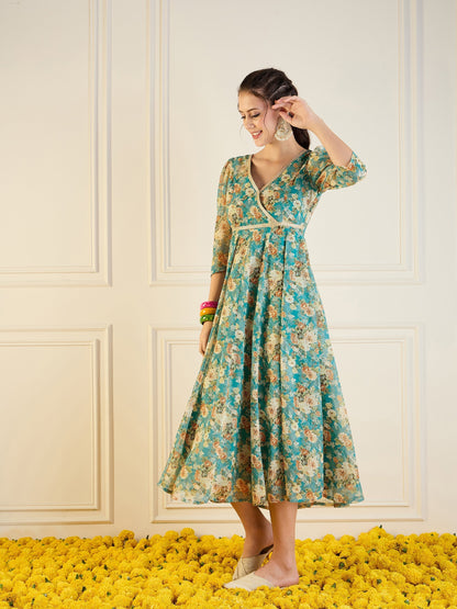 Women's Blue Floral Dress