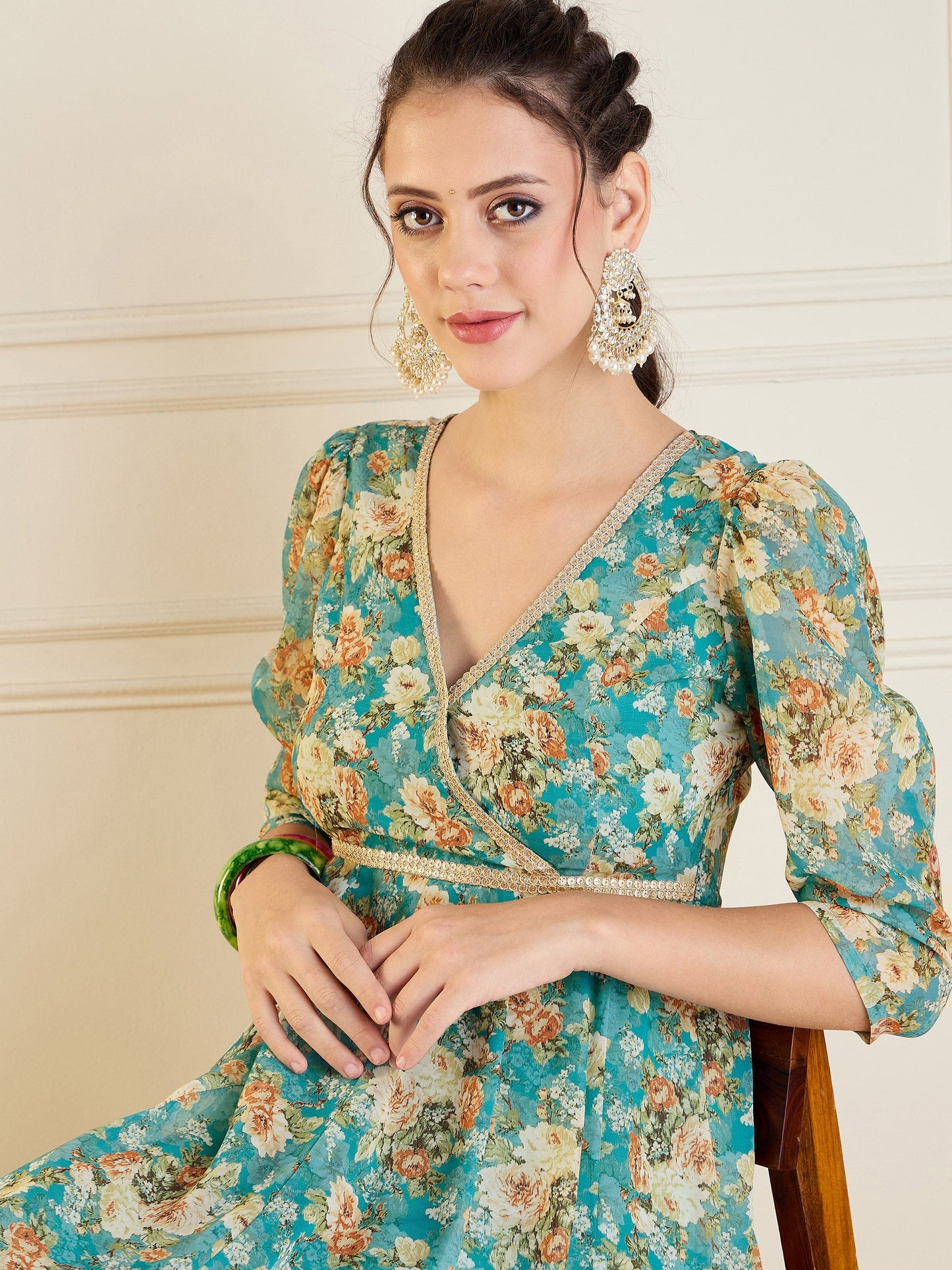 Women's Blue Floral Dress