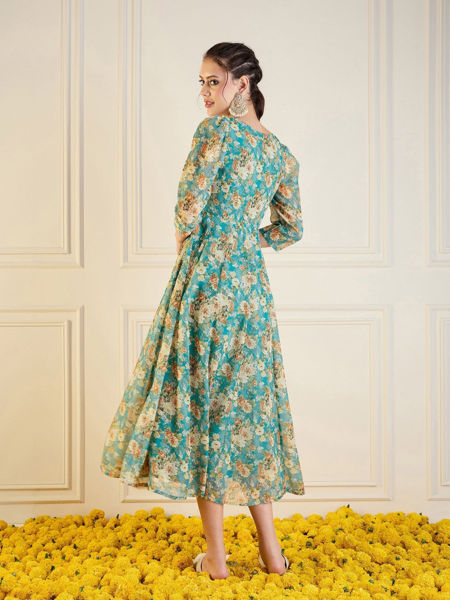 Women's Blue Floral Dress