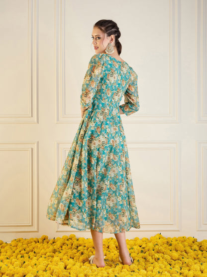 Women's Blue Floral Dress