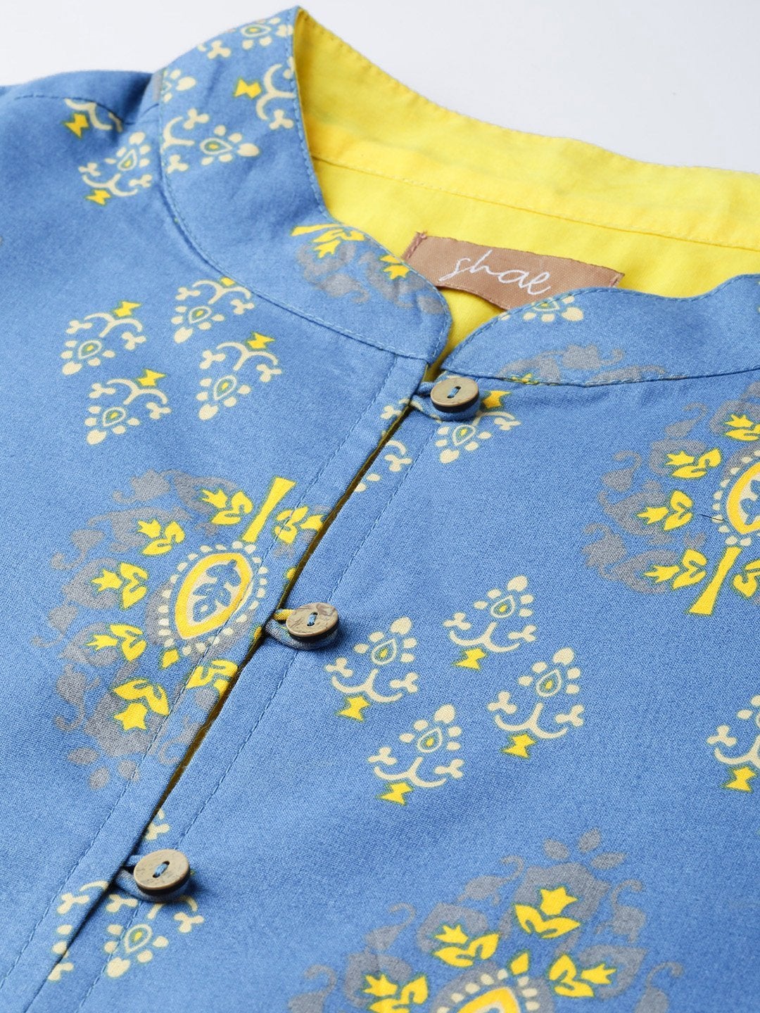 Women's Blue Floral Buttoned Ethnic Jacket