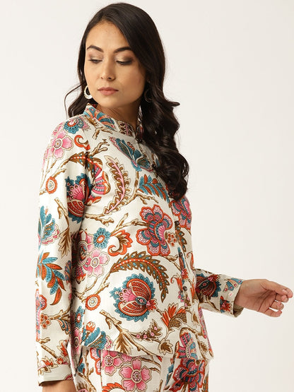 Women's Off White Floral Indie Jacket